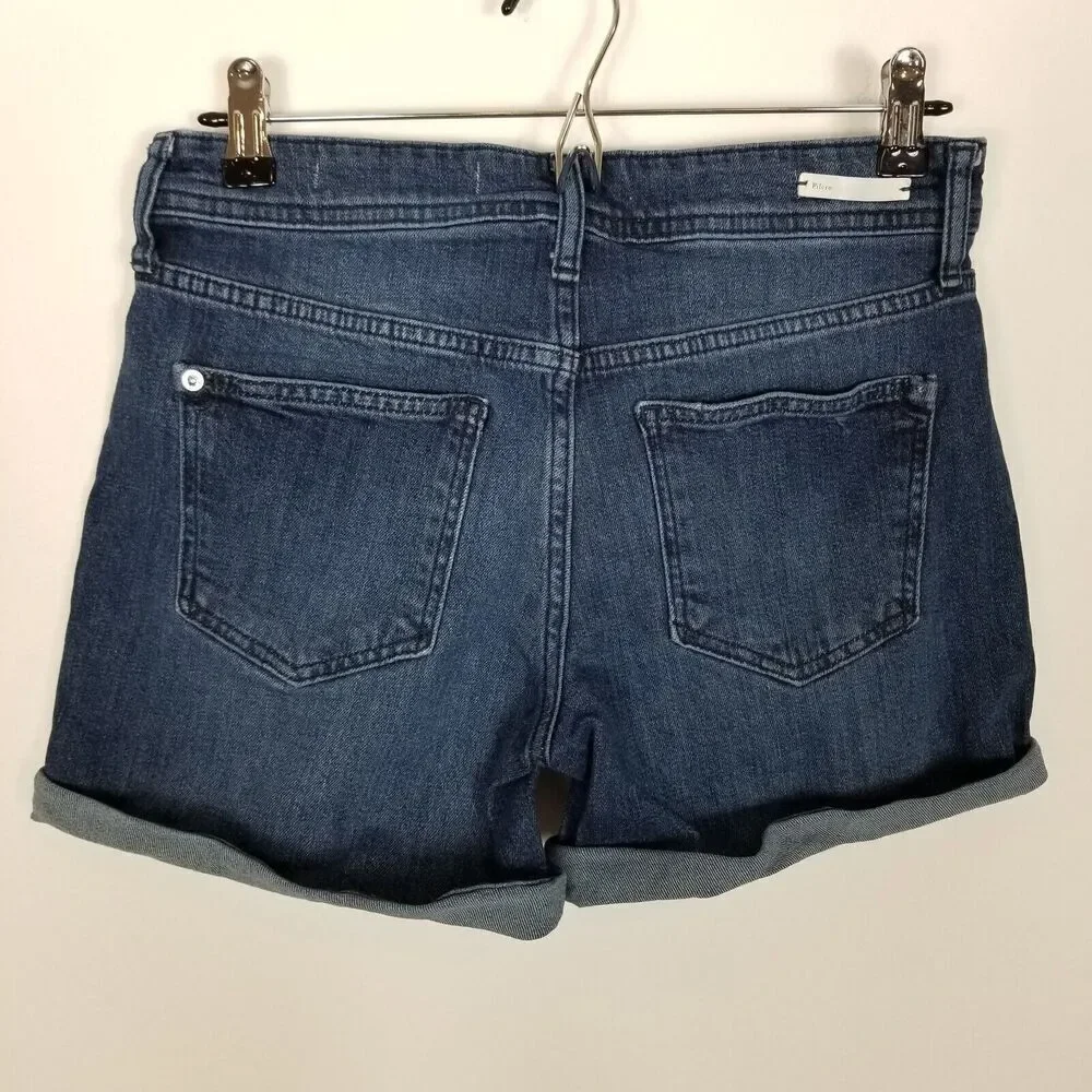 Pilcro Anthropologie Women Slim Boyfriend Denim Shorts size 26  Blue Mid‎ Rise - Picture 2 of 4